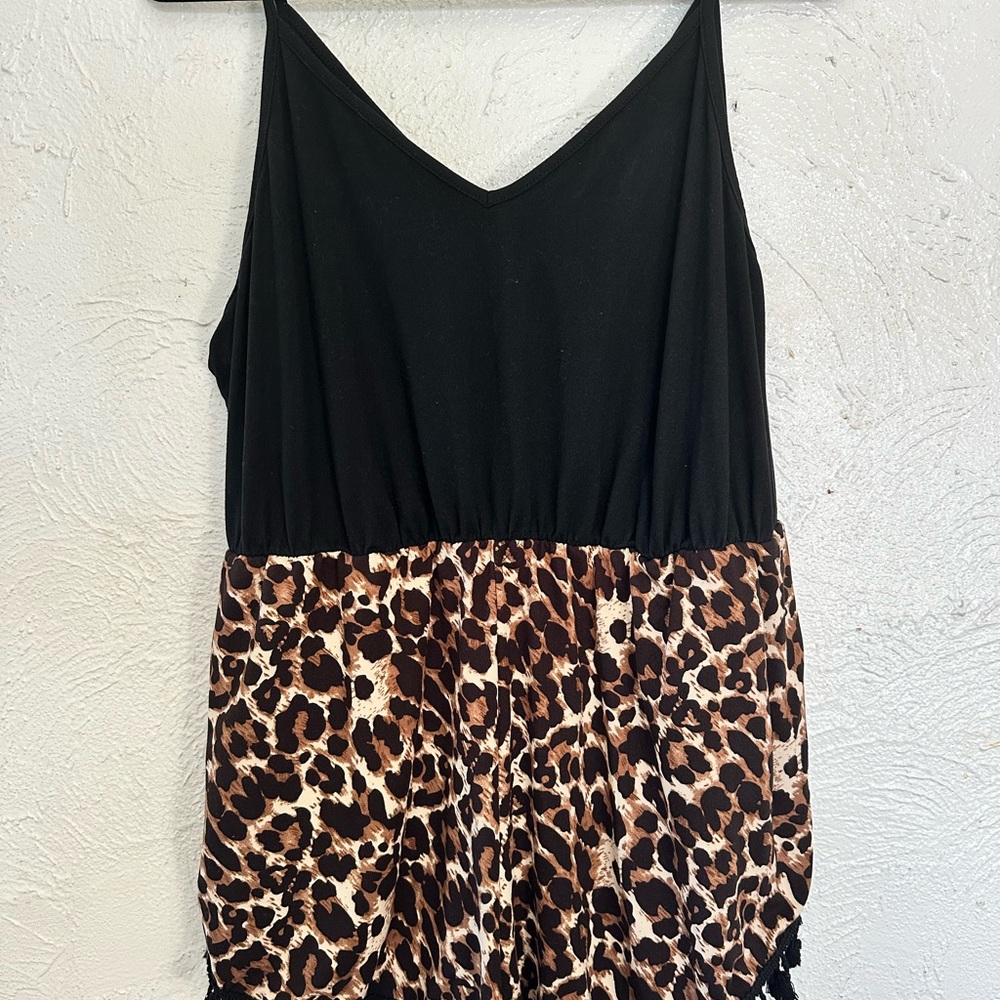 SHEIN Black and Leopard Print Bodysuit